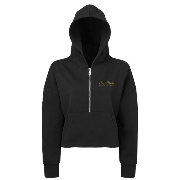Zip Up Cropped Hoodie with metallic Logo  Thumbnail